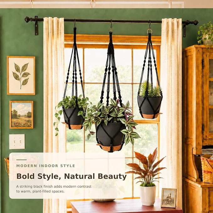 Bouqlife 3 Pack Self Watering Hanging Planters Macrame Plant Hangers - Image 5