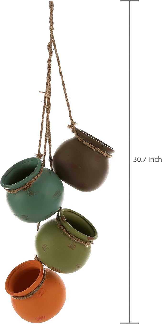 MyGift Dangling Southwest Desert Color Ceramic, 4 Pot Set | Wall or Ceiling - Image 6
