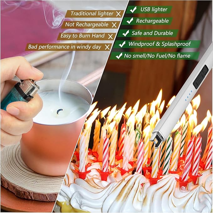 2 Pack Electric Candle Lighter, Christmas Stocking Stuffers Gifts - Image 4