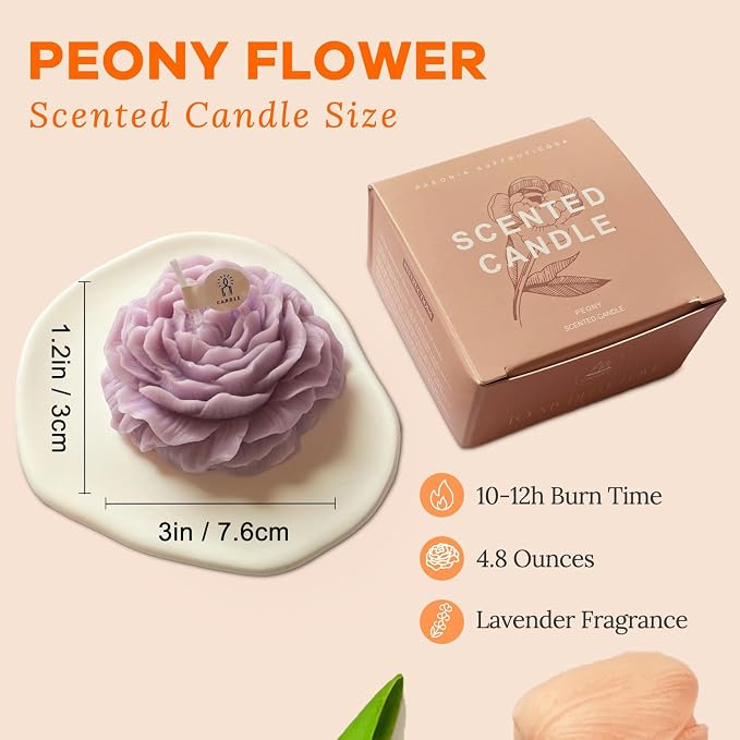 Purple Peony Flower Shape Candles - Image 6