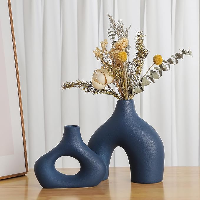 CEMABT Blue Ceramic Vase Set of 2 by CEMABT