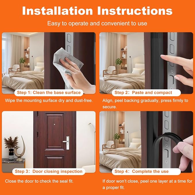 5-Layer Self-Adhesive Weather Stripping Door Seal, Soundproof Draft Stopper - Image 8