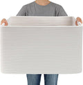 JMvicyroam 96L Large Woven Cotton Rope Blanket Basket, Freestanding by JMvicyroam