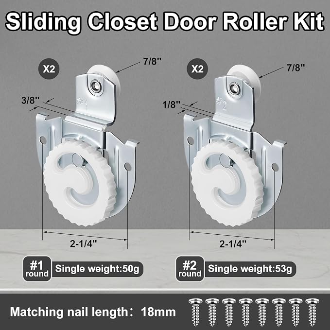 Yaocom 4 Pcs Sliding Closet Door Roller Kit - Image 2