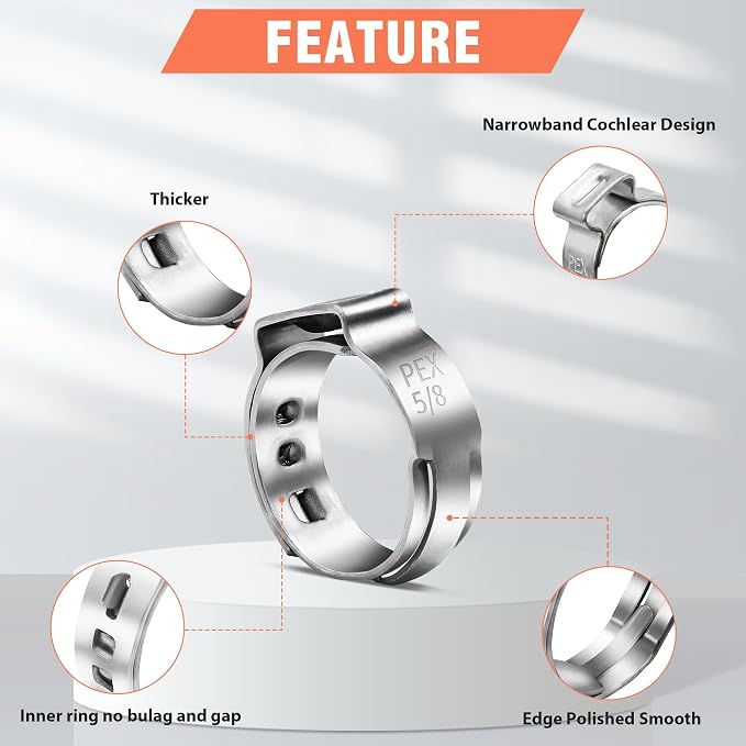 120pcs 5/8 pex crimp rings for PEX Tubing Pipe Fitting Connections | 304 - Image 2