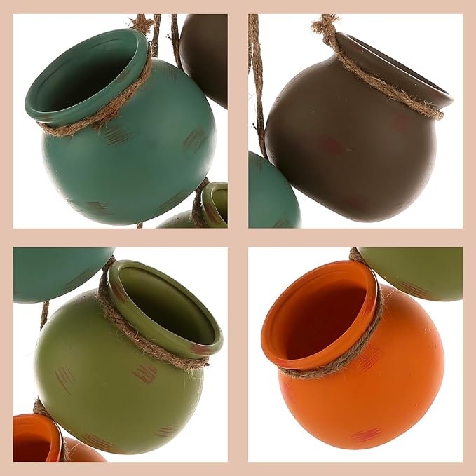 MyGift Dangling Southwest Desert Color Ceramic, 4 Pot Set | Wall or Ceiling - Image 7