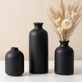 Small Black Ceramic Vase Set of 3, Modern Boho Farmhouse Flowers Vases | by Veklray