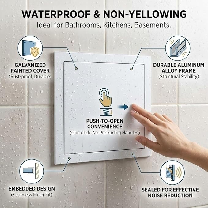 Magnetic Plumbing Access Panel for Drywall, Easy Install Wall Cover Plate for - Image 4
