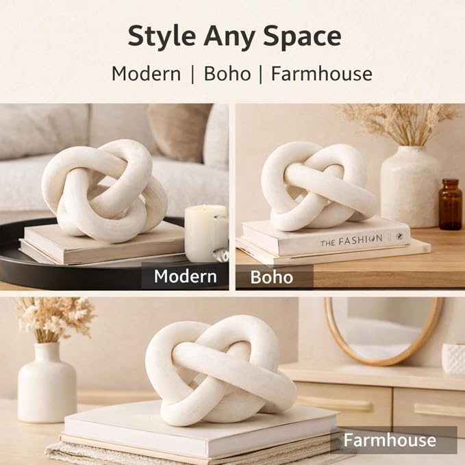 Yalikop 3 Link Wood Knot Decor Rustic Table Shelf Home Decor Accents, Boho - Image 6