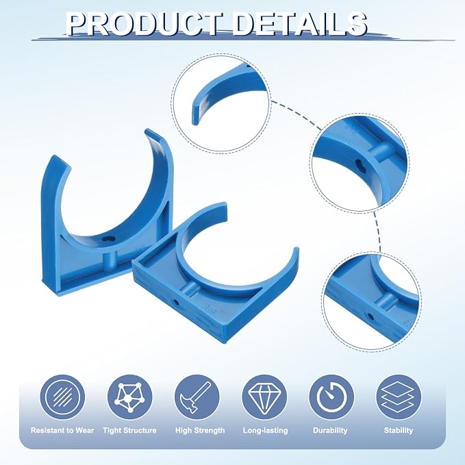uxcell 2 Pcs PVC Water Pipe Clamps Clips, 90mm ID U-Shaped Water Pipe Buckles - Image 3