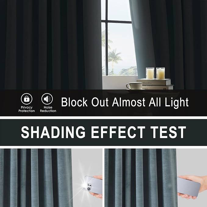 Vision Home Blue Velvet Pinch Pleated Blackout Curtains 95% Room Darkening - Image 4
