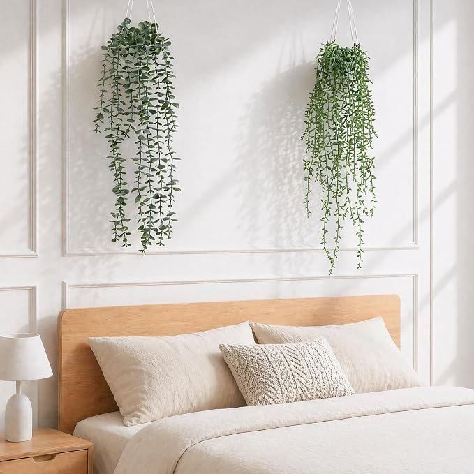 Artificial Hanging Plants, 2 Pack Macrame Plant Hanger - Image 5