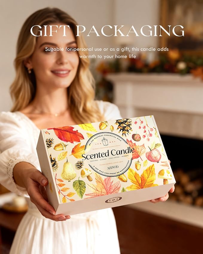 AOOVOO 6 Pack Fall Candles Set - 42oz Autumn Candle Gift - Image 5