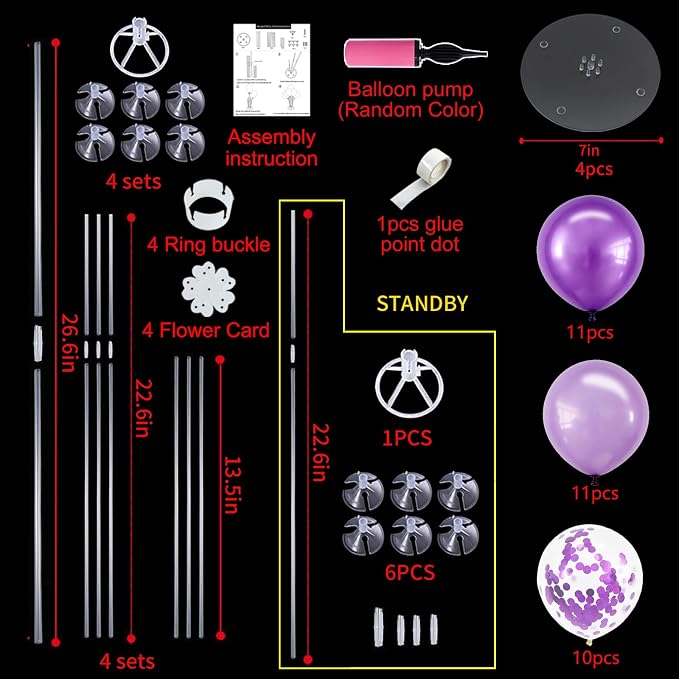 TONIFUL 4 Set Purple Balloon Stand Balloon Centerpiece - Image 2