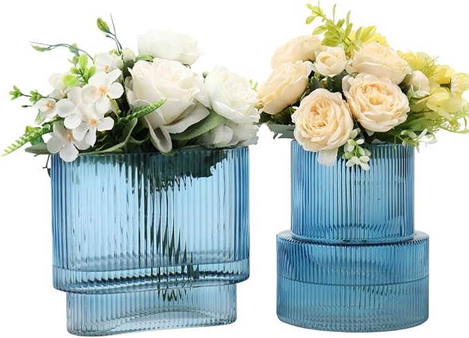 Blue Glass Vases, Modern Glass Vase by YANWE