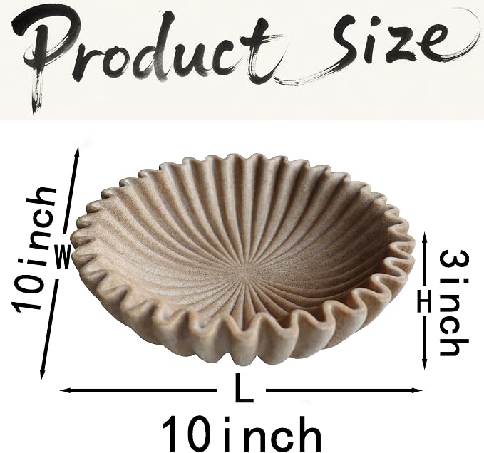 10" Large Decorative Bowl decor, Scalloped Bowls - Image 5