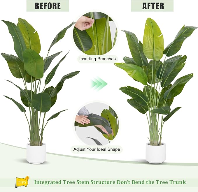 Artificial Bird of Paradise Plant 6.5Ft Tall Fake Tropical Palm Tree Large Fake - Image 4