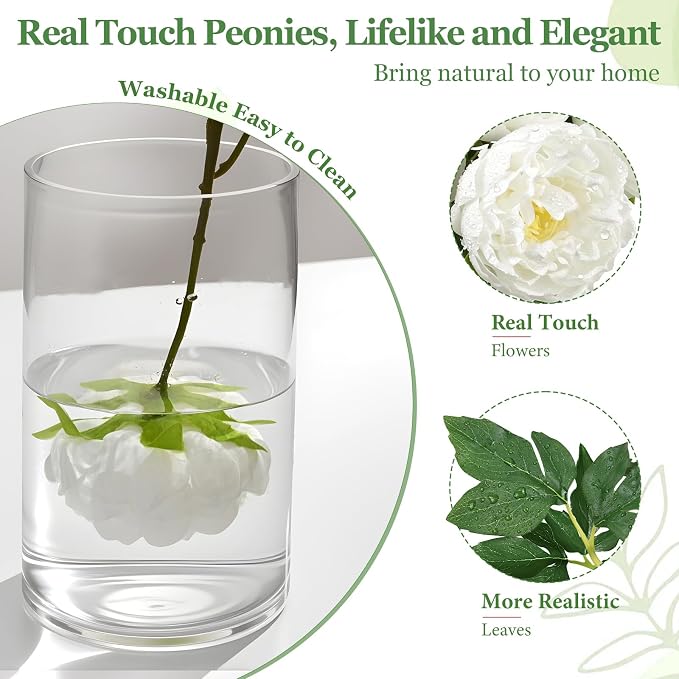 5PCS 22in Peonies Artificial Flowers, Real Touch Latex Fake Peonies | Lifelike - Image 5