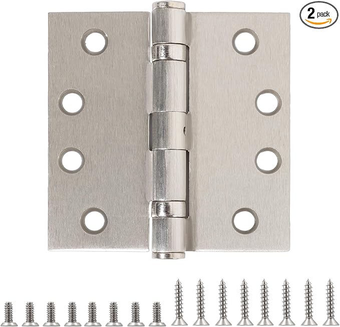TDCHINGES Heavy Duty Door Hinges Brushed Nickel 4.5 Inch x 4 1/2" Square | 2 by TDCHINGES