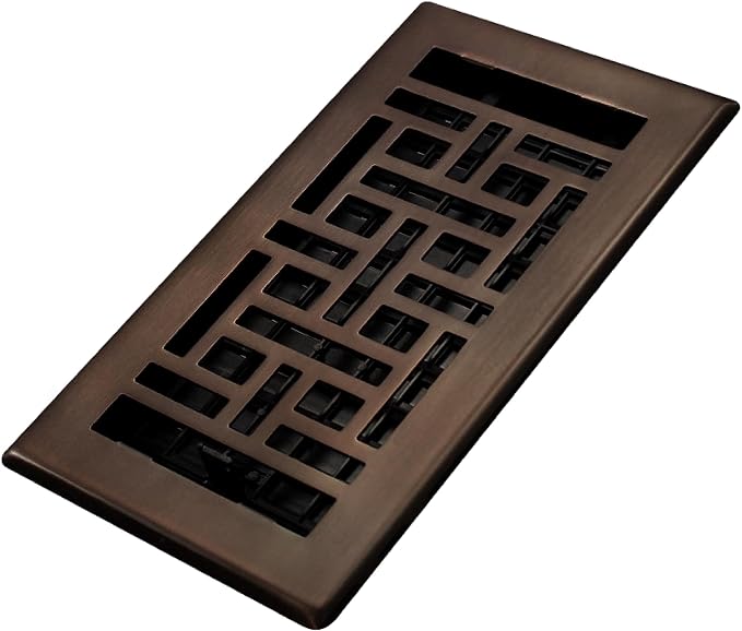 Decor Grates AJH408-RB Oriental Floor Register, 4x8 Inches, Rubbed Bronze Finish by DecorGrates
