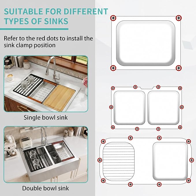 Rhbamoa Sink Clips, Top Mount Sink Brackets 8 Pack Kit - Image 6