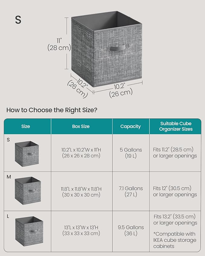 SONGMICS Storage Cubes, 11-Inch Foldable Closet Organizers | Non-Woven Fabric - Image 5