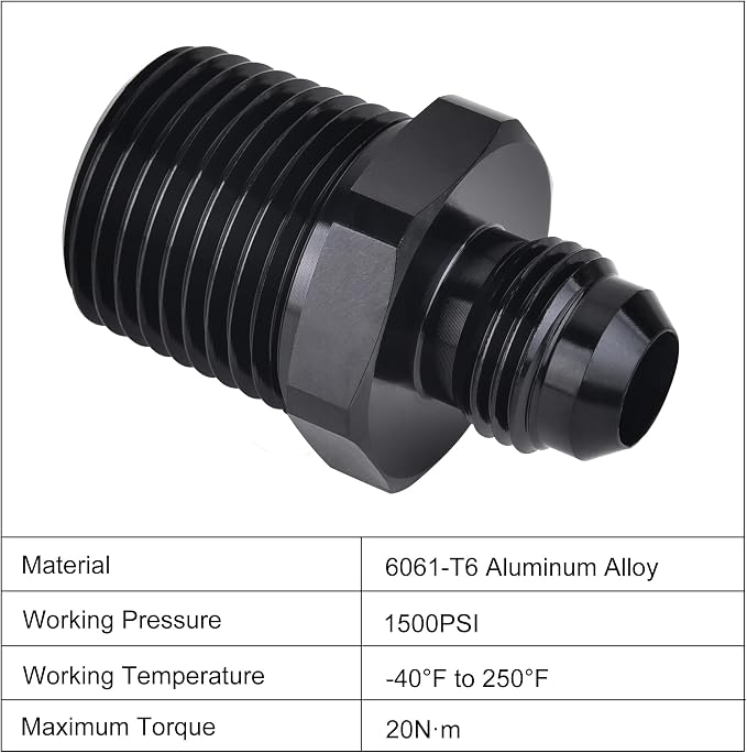 EVIL ENERGY 6AN Male Flare to 1/2" NPT Pipe Fitting Adapter Aluminum Straight - Image 3