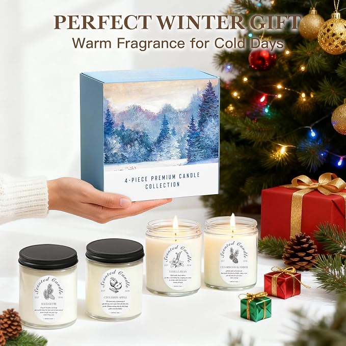 Scented Candle Gift Set, 4 Pack 28oz Soy Wax Aromatherapy Candles | Cinnamon - Image 5
