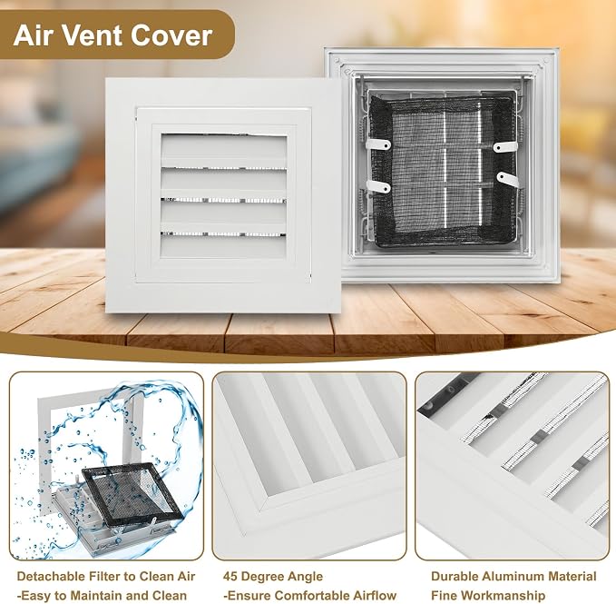 PATIKIL 8" x 8" Aluminum Return Grille, Return Air Vent Cover Linear Bar - Image 3