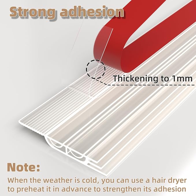 KNEELISA 78" Transparent Under Door Draft Stopper Interior - Image 3