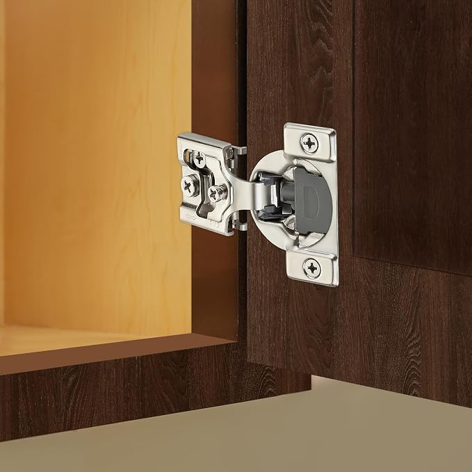 Satin Nickel Cabinet Hinges, 1/2 Inch Overlay, 2 Pack | Stainless Steel Build - Image 2