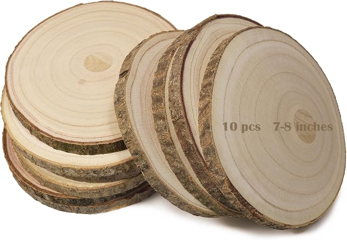 10 pcs Large Unfinished Wood Slices by SENMUT