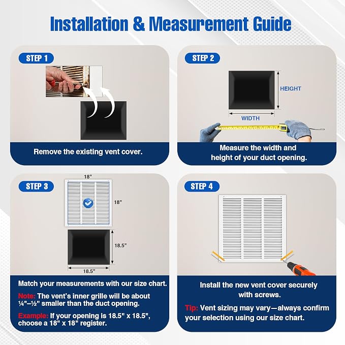 Fancat 18x18 Duct Opening | Steel Return Air Grille | Vent Cover Grill - Image 5