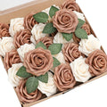 Artificial Flowers 25pcs Real Looking Gold Sparrow & Cream Foam Fake Roses by Floroom