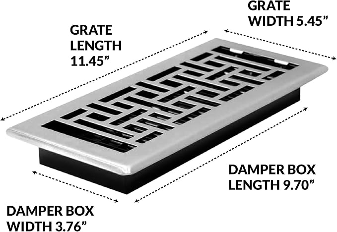 Decor Grates AJH410-NKL Oriental Floor Register, 4x10 Inches, Brushed Nickel - Image 7