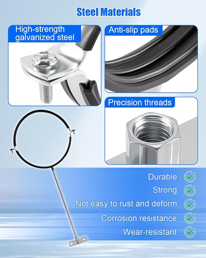 10 Inch Adjustable Pipe Bracket, B Vent Wall Round Gas Vent Pipe Strap | Heavy - Image 4