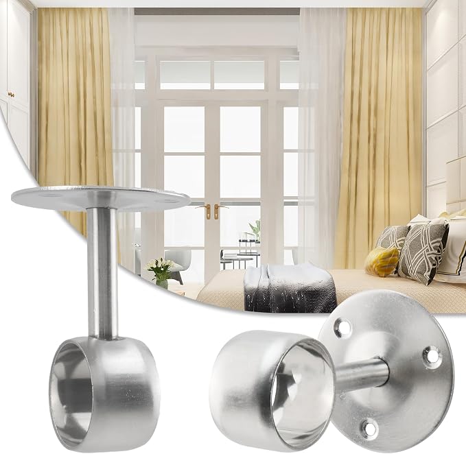 Antrader 1-1/2" Curtain Rod Ceiling Mount Bracket, Stainless Steel Flange - Image 6