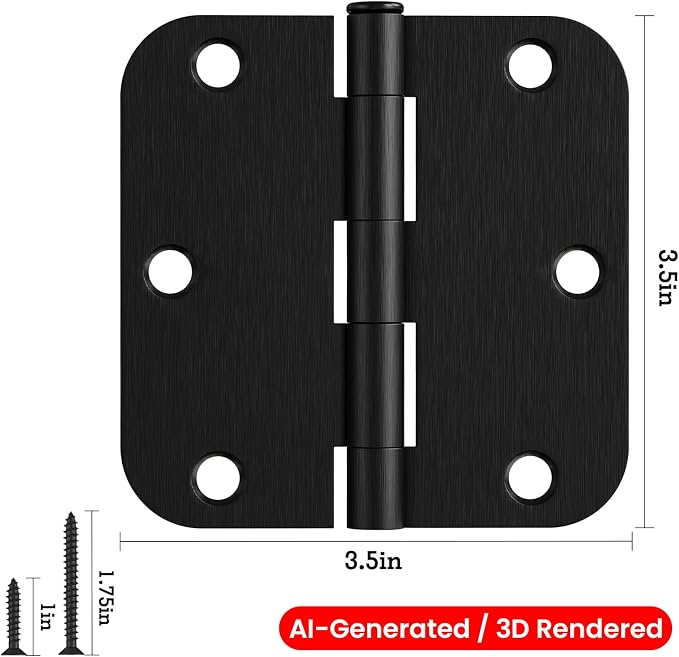 TDCHINGES Rounded Door Hinges 3.5" X 3 1/2 Inch Brushed Black 5/8" Radius | 6 - Image 5