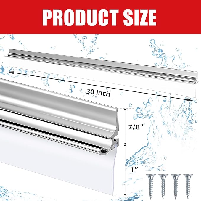 30" Chrome Framed Shower Door Replacement Drip Rail - Image 2