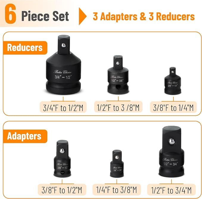 Bates- Impact Socket Adapter and Reducer Set, 3/4" Drive Impact Socket Adapter - Image 2