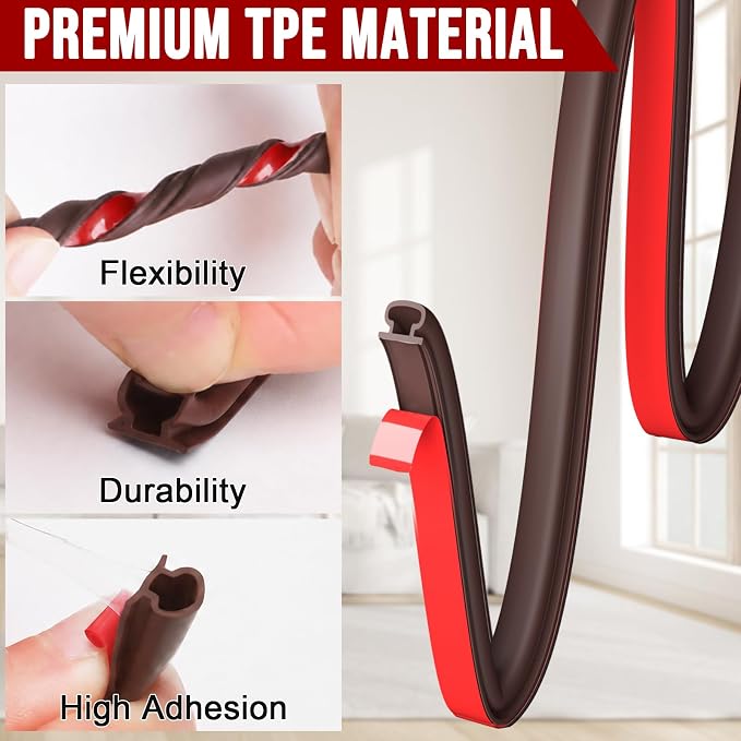 alophoty Door Weather Stripping Door Seal Strip, 0.35"x0.24" | Self-Adhesive - Image 5