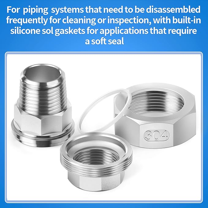 ChillWaves 304 Stainless Steel Cast Pipe Fitting, Union，1/2" NPT Male x 1/2" - Image 6