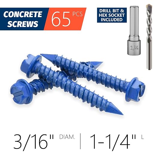 3/16" x 1-1/4" Concrete Screw Anchor, Cement or Stucco - Image 2