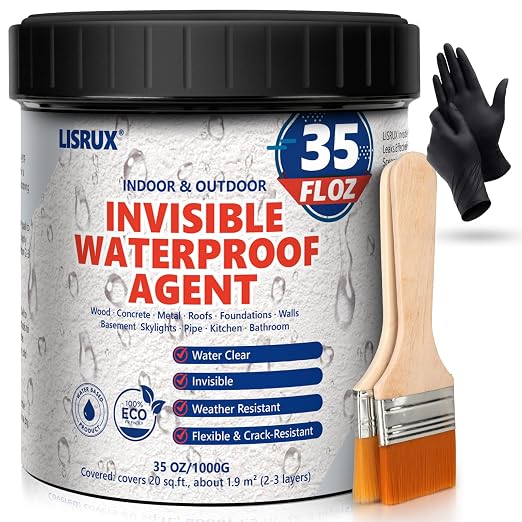 Waterproof Sealant 35 oz, Transparent Waterproof Coating, Water-Based Invisible by LISRUX