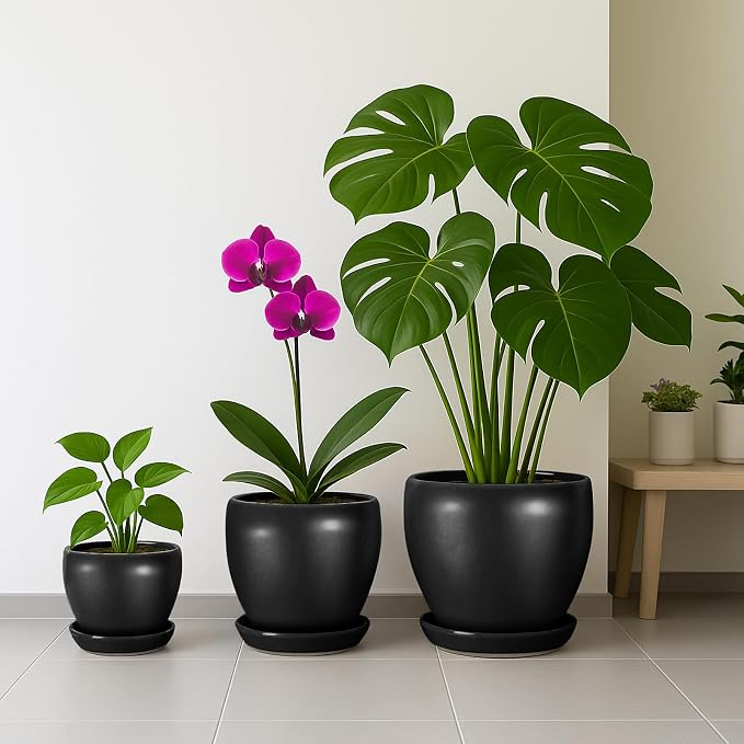 Deep Dream 10 Inch Plant Pot- Ceramic Planter Pot Round Plant Pots - Image 6