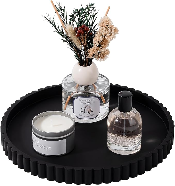 Round Bathroom Tray Perfume Organizer Coffee Table Decor, Heat-Resistant by Heagoale