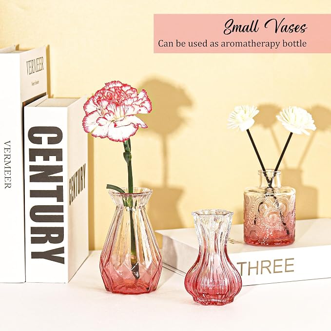 36Pcs Valentine's Day Bud Vases Set Small Vintage Glass Bottles Pink Bud Vases - Image 4