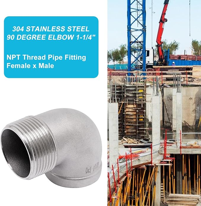 90 Degree Elbow Fittings 1PCS, 1-1/4" NPT Male X 1-1/4" NPT Female 304 - Image 6