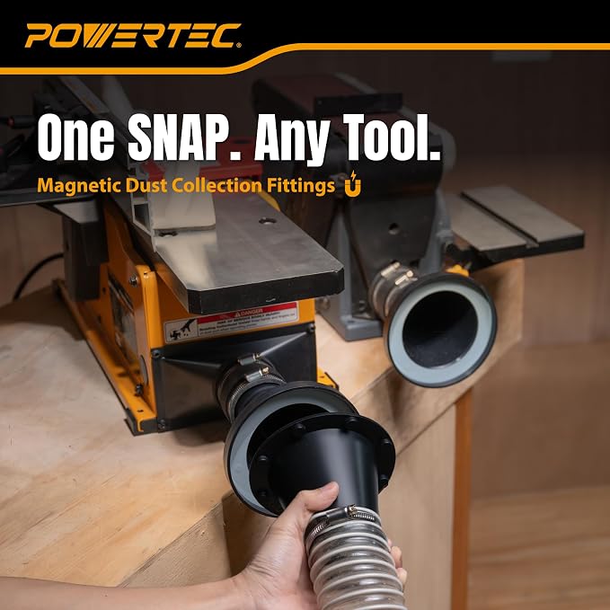 POWERTEC 4” to 2-1/2” Magnetic Connector, Magnetic Dust Collection Fitting w/ 8 - Image 5