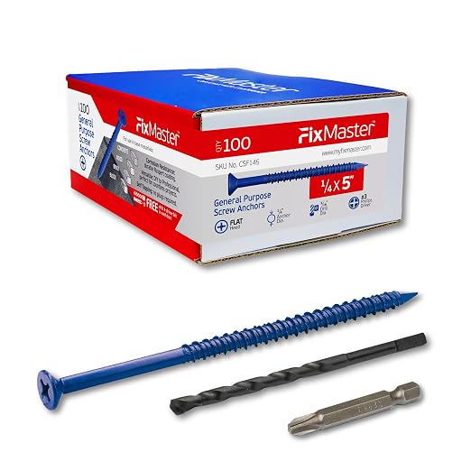 1/4 x 5 Countersunk Phillips Flat Head Blue Concrete Screw Anchors by Unknown